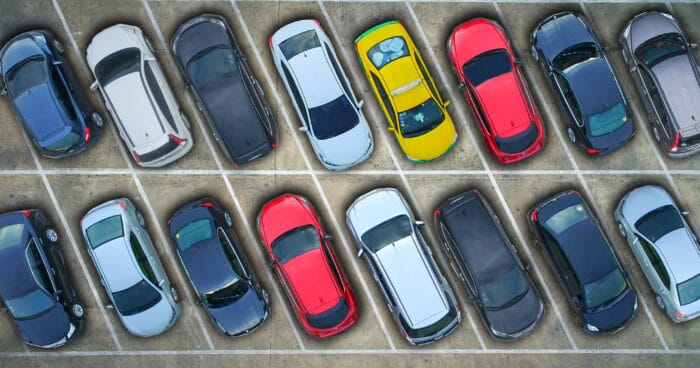 Aerial View of Parked Cars
